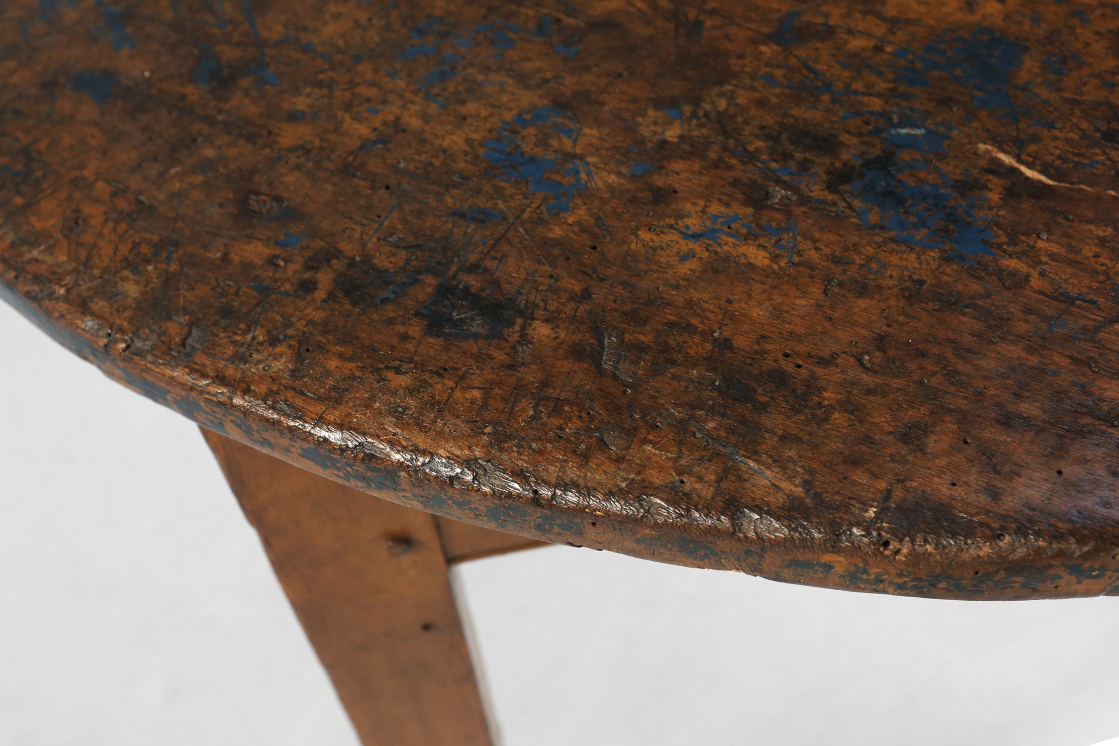 French round side table in oak with blue top and beautiful patina, ca. 1850thumbnail